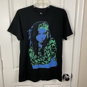 Billie Eilish 2020 Neon Blacklight Large Portrait Lash Music T-Shirt Sz L